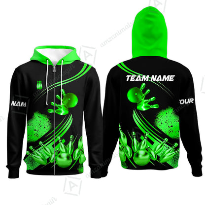 Custom Bowling Team Jerseys Polo Shirts, Bowling Uniforms Ball And Pins Ultimate Golden Multicolor Options Personalized Name And Team Name