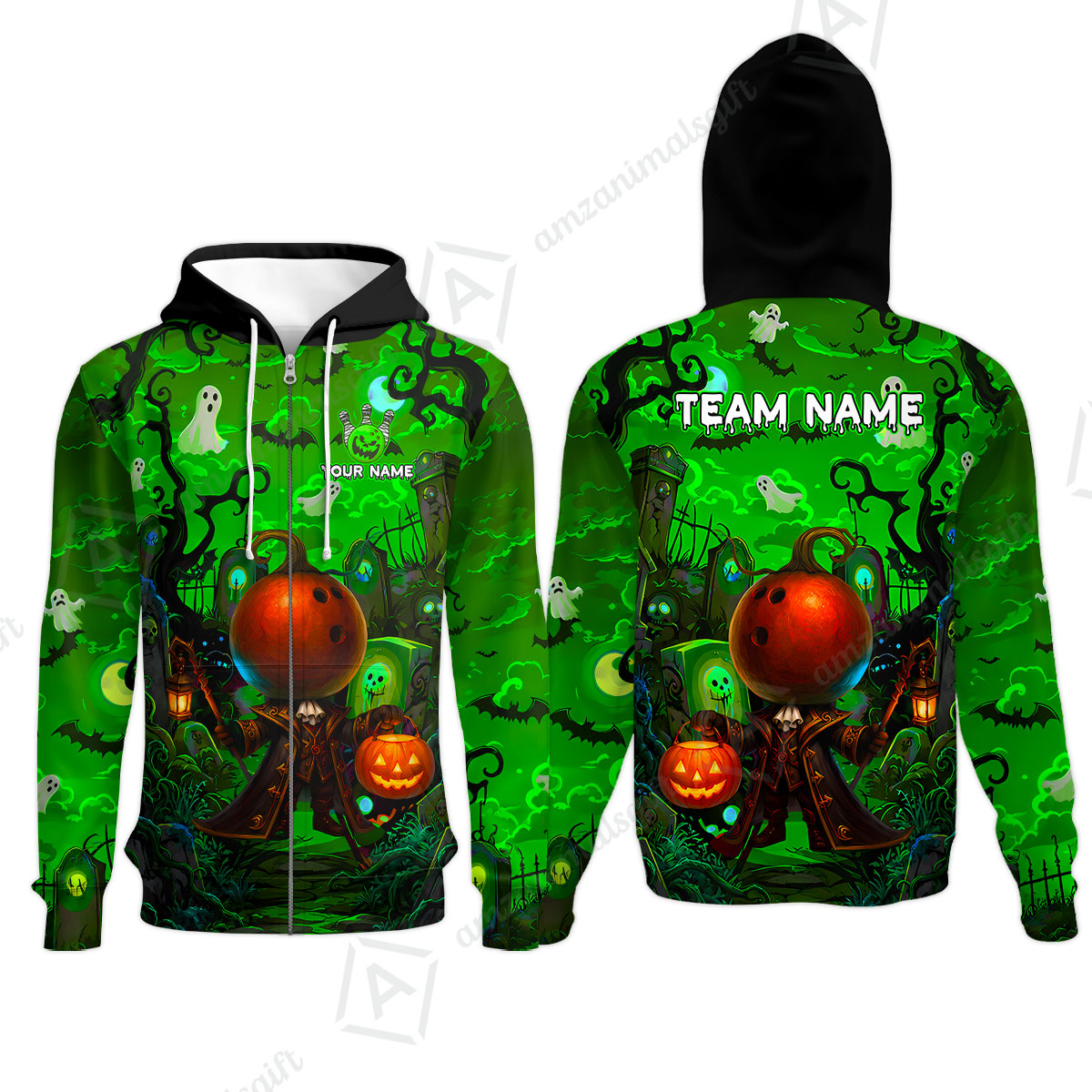 Custom Bowling Jersey Polo Shirt, Halloween Spooky Strike, Custom Bowling Jersey Team Shirt For Players With Name & Team Name