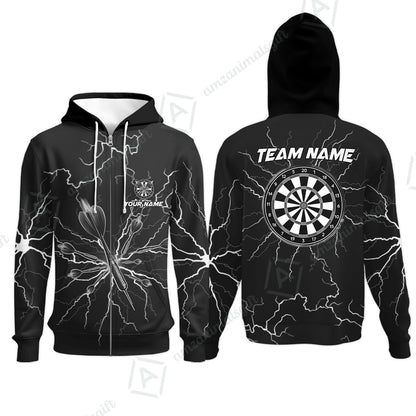Custom Thunder Lightning Darts Quarter Men Polo Team Shirts,  Custom Darts Team Jerseys Uniform, Personalized Name And Team Name