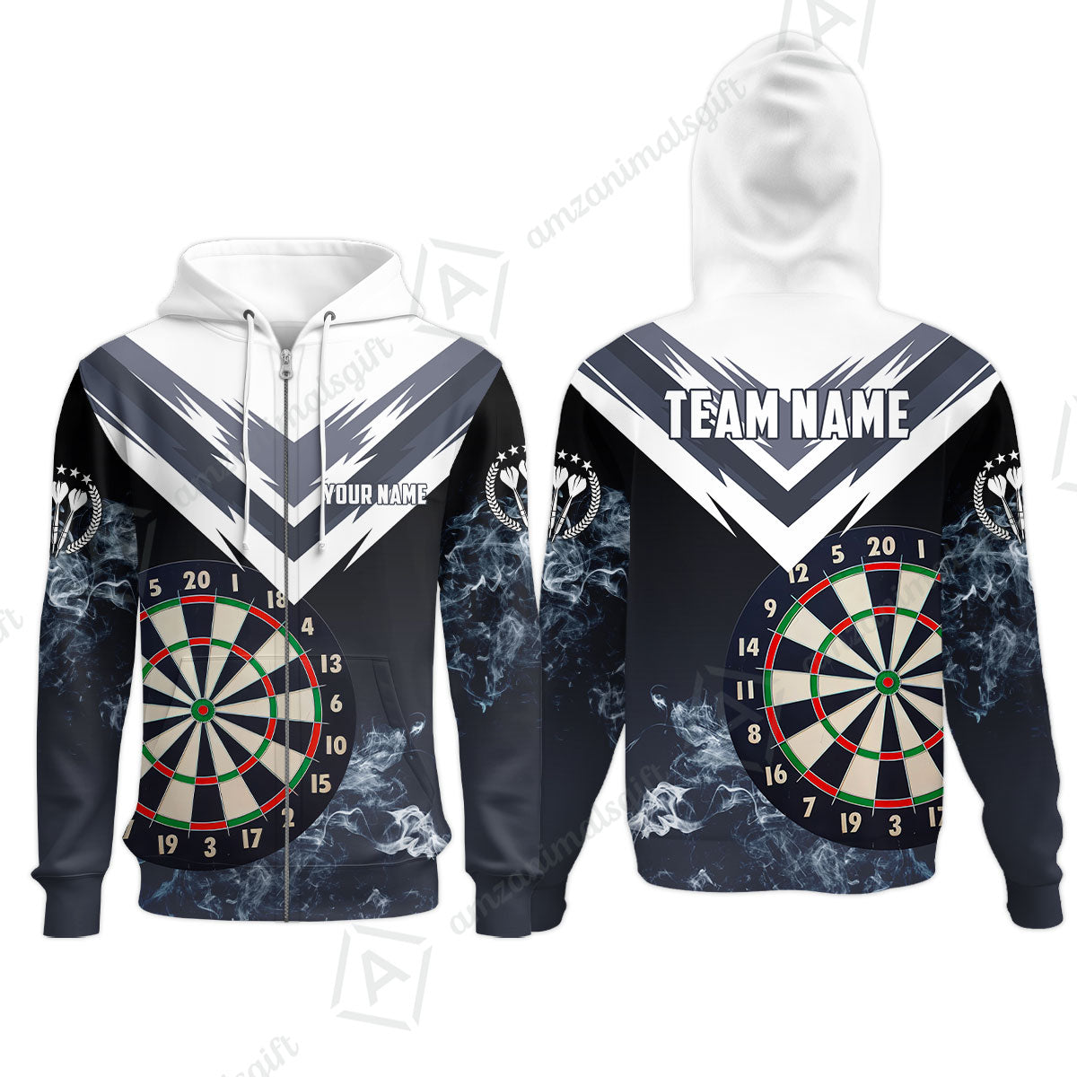 Custom Smoke Multi-Color Darts Quarter-Zip Team Shirts, Customized Name Team Name Darts Team Jerseys Uniform