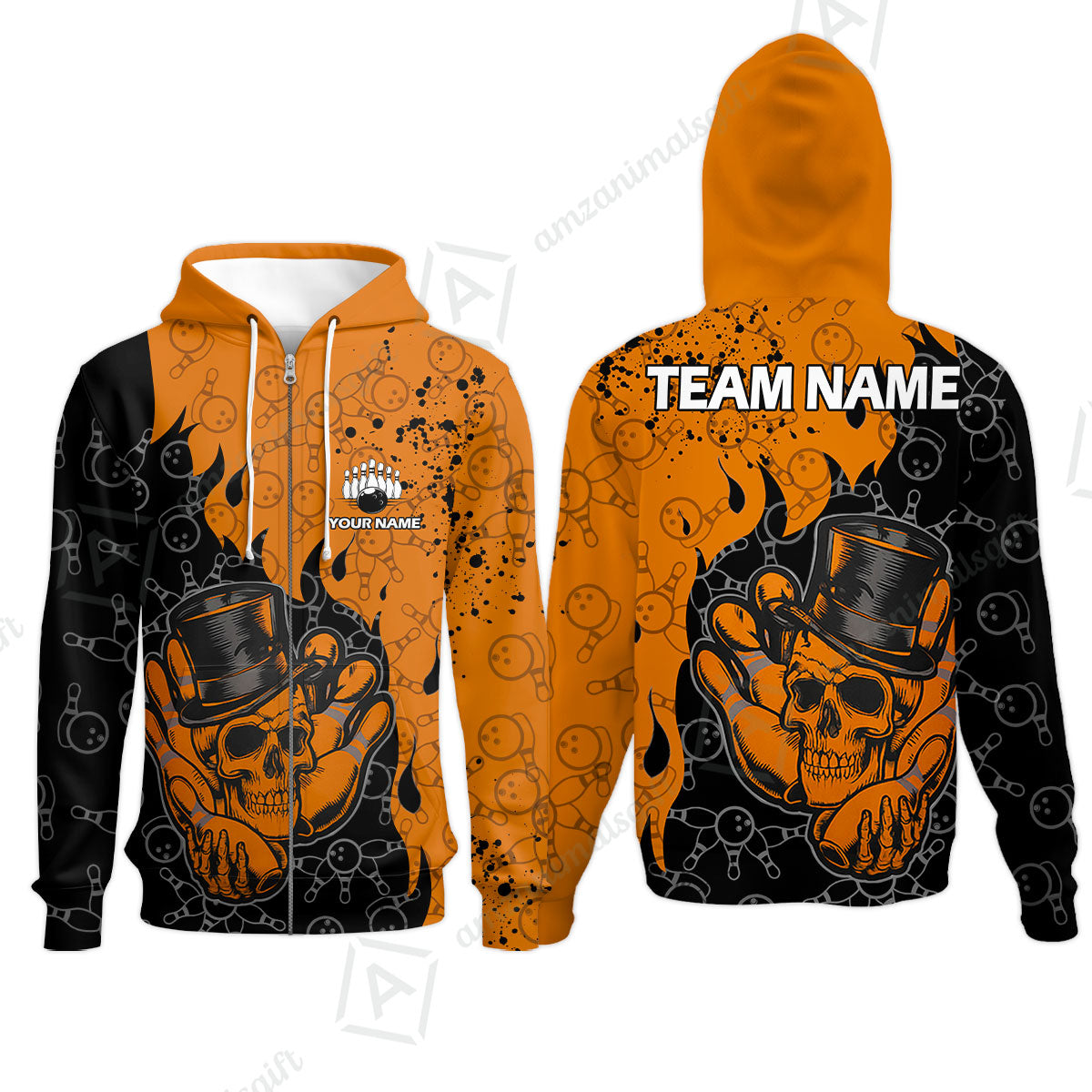 Custom Bowling Team Shirt – Skull Bowling Pattern Multicolor Personalized Jersey Bowling Uniform For League Players
