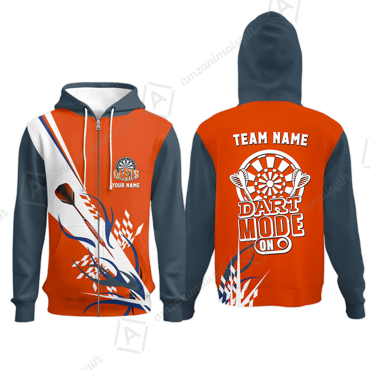 Custom Darts Mode On Multi-Color Team Jersey Polo Quarter-Zip Shirts, Customized Name Team Name Darts Team Jerseys Uniform