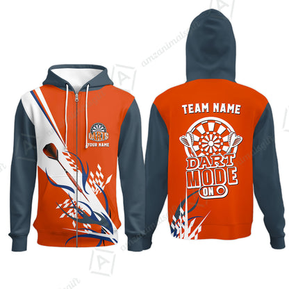 Custom Darts Mode On Multi-Color Team Jersey Polo Quarter-Zip Shirts, Customized Name Team Name Darts Team Jerseys Uniform