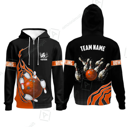 Customized Bowling Unisex Polo Shirt, Bowling And Breaking Pins Multicolor Option Customized Name And Team Name Polo Jerseys Shirts