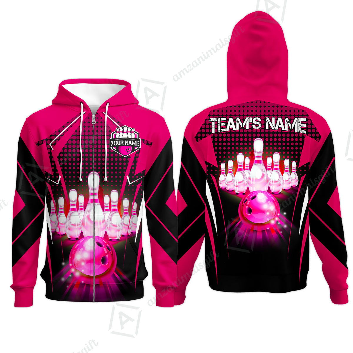 Custom Bowling Team Jerseys Polo Shirts, Bowling uniforms Ball & Pins Multicolor Jersey For Tournament Team Men Women Bowlers