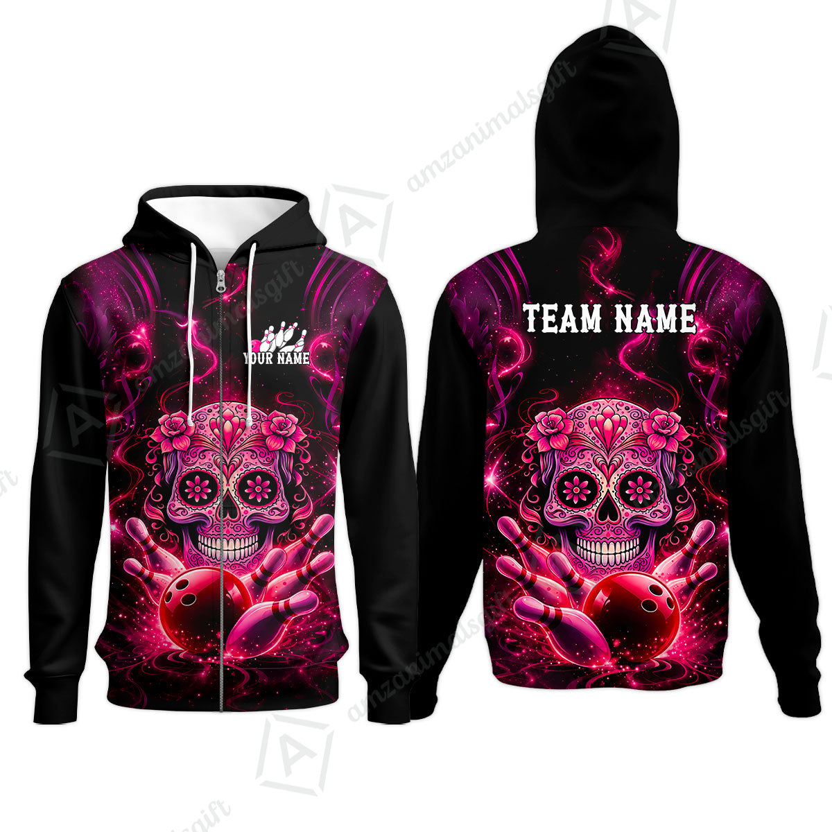 Customized Darts Team Jersey, Sugar Skull Bowler, Personalized Polo Shirt For Players With Name & Team Name