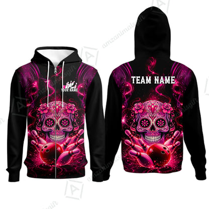 Customized Darts Team Jersey, Sugar Skull Bowler, Personalized Polo Shirt For Players With Name & Team Name