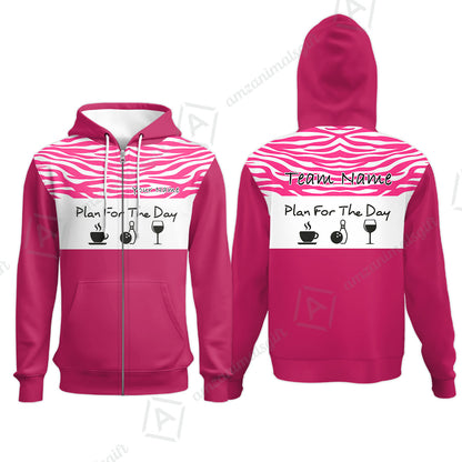 Custom Bowling Jersey Polo Shirt, Pink Zebra Pattern Bowling, Custom Bowling Jersey Team Shirt For Players With Name & Team Name