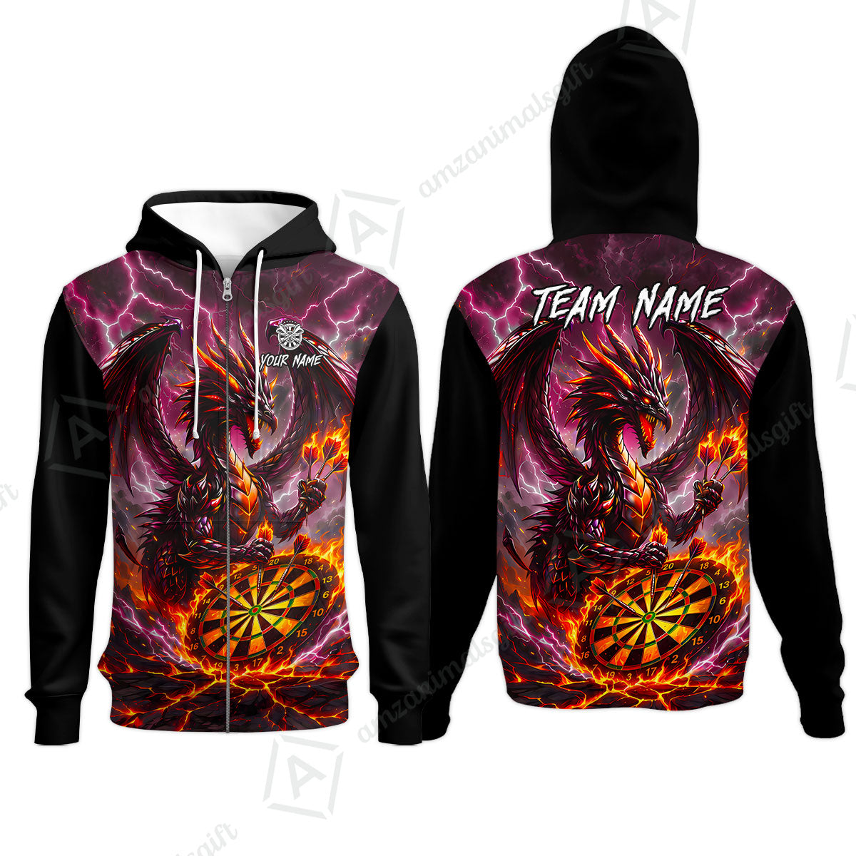 Custom Darts Jersey Polo Shirt, Dragon Fire Darts, Custom Dart Jersey Team Shirt For Players With Name & Team Name