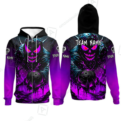 Custom Bowling Jersey Polo Shirt, Hellfire Strike, Custom Bowling Jersey Team Shirt For Players With Name & Team Name