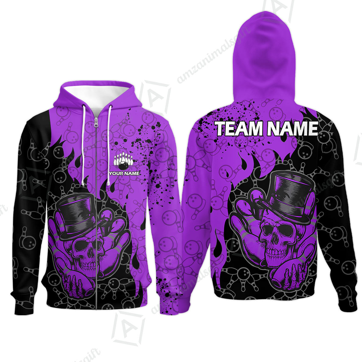 Custom Bowling Team Shirt – Skull Bowling Pattern Multicolor Personalized Jersey Bowling Uniform For League Players