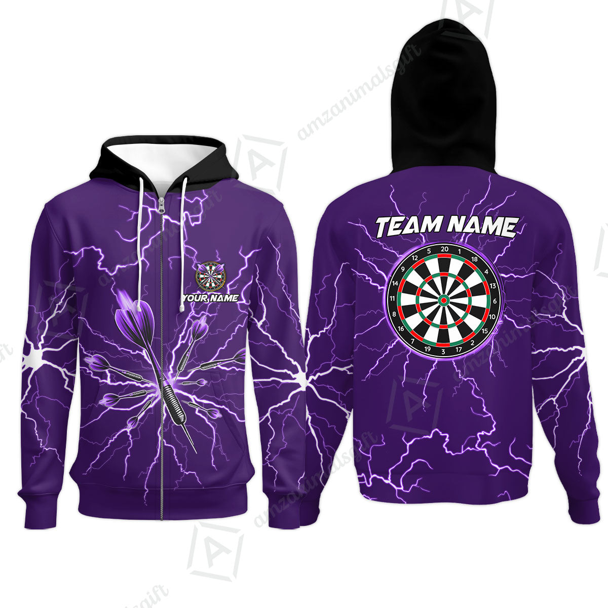 Custom Thunder Lightning Darts Quarter Men Polo Team Shirts,  Custom Darts Team Jerseys Uniform, Personalized Name And Team Name