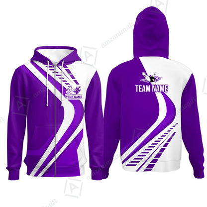 Customize Your Name, Team Name Bowling Jersey, Bowling Team Jersey Multicolor Polo Quarter-Zip Shirts, Custom Bowling Uniforms Jerseys