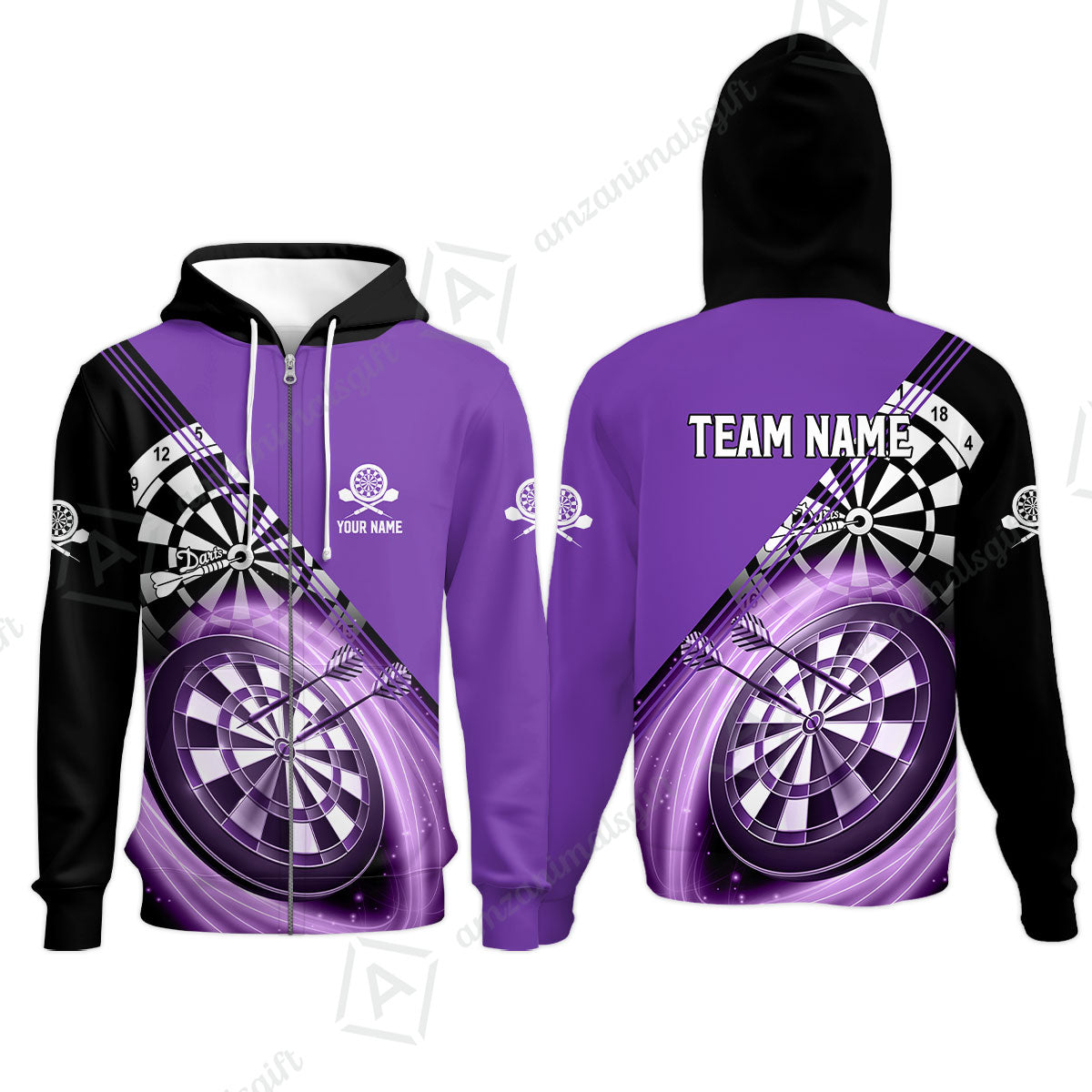 Custom Tailored Darts Team Jersey Polo Quarter-Zip Shirts, Customized Name Team Name Darts Team Jerseys Uniform