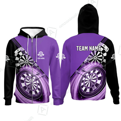 Custom Tailored Darts Team Jersey Polo Quarter-Zip Shirts, Customized Name Team Name Darts Team Jerseys Uniform