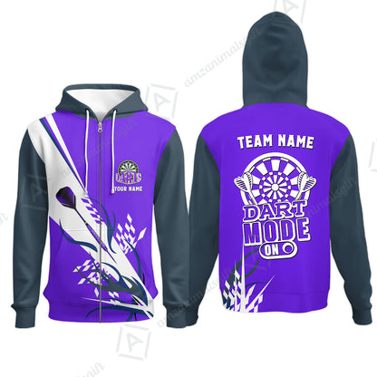 Custom Darts Mode On Multi-Color Team Jersey Polo Quarter-Zip Shirts, Customized Name Team Name Darts Team Jerseys Uniform