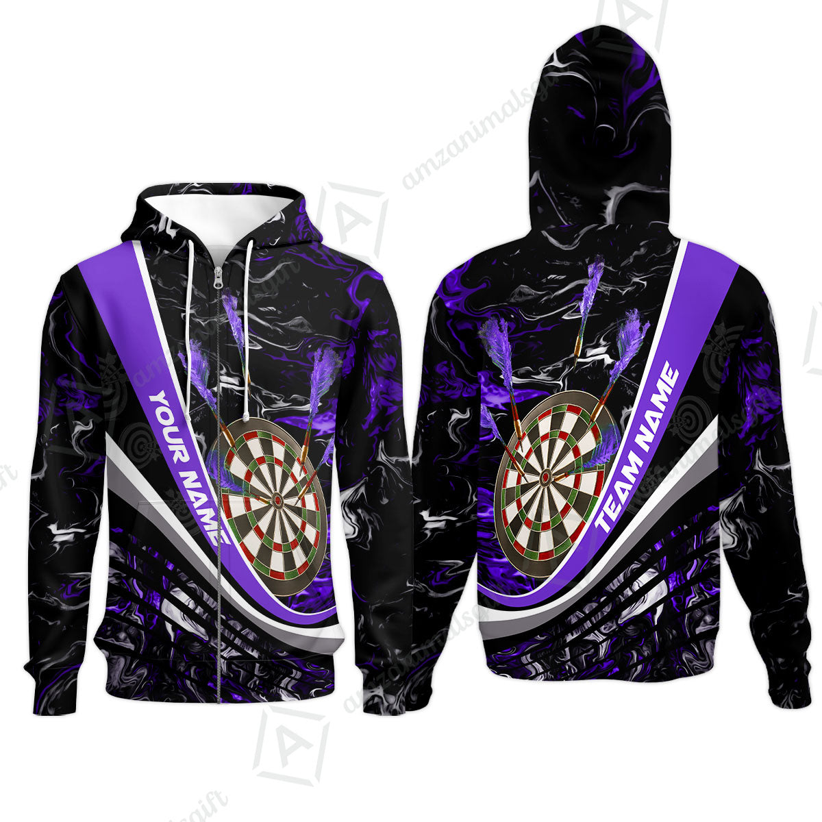 Customized Darts Zip Hoodie, Darts Flaming Magma Multicolor Zip Hoodie Custom Team Jersey For Darts Player
