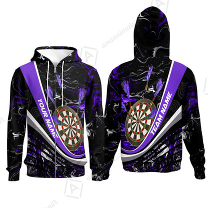 Customized Darts Zip Hoodie, Darts Flaming Magma Multicolor Zip Hoodie Custom Team Jersey For Darts Player