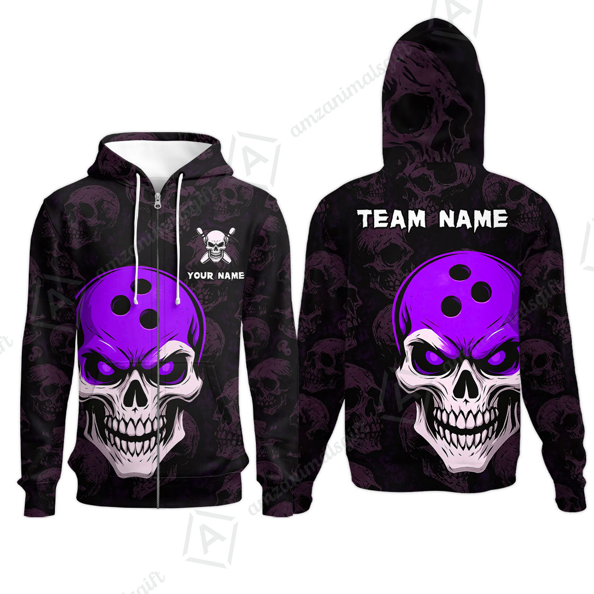 Custom Bowling Team Uniform Jersey Skull Bowling Shirt with Gothic Style, Bowling uniforms, Personalized Name And Team Name