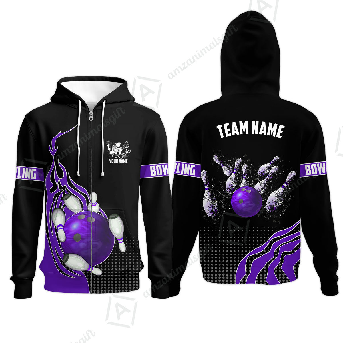 Customized Bowling Unisex Polo Shirt, Bowling And Breaking Pins Multicolor Option Customized Name And Team Name Polo Jerseys Shirts