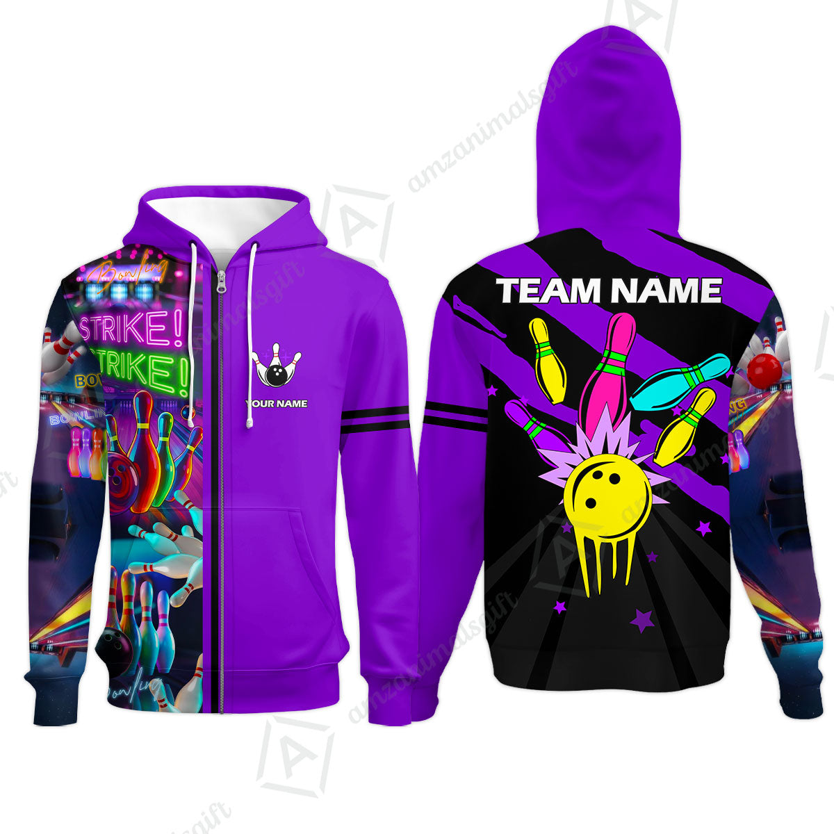 Custom Bowling Team Jersey Neon Bowling Strike Polo Shirts, Bowling Team Uniforms, Personalized Name And Team Name