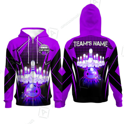 Custom Bowling Team Jerseys Polo Shirts, Bowling uniforms Ball & Pins Multicolor Jersey For Tournament Team Men Women Bowlers