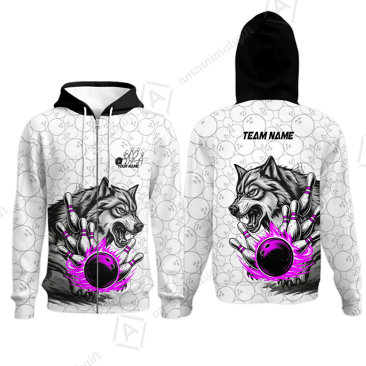 Custom Bowling Team Jersey, Wolf Strike Bowling Jersey Multicolor Polo Quarter-Zip Shirts, Custom Bowling Uniforms Jerseys