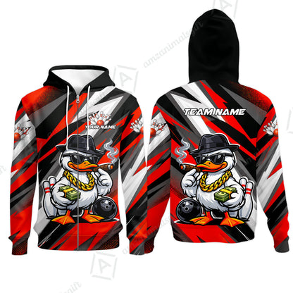 Custom Bowling Jersey Polo Shirt, Boss Hustle Duck Gangster Style, Custom Bowling Jersey Team Shirt For Players With Name and Team Name