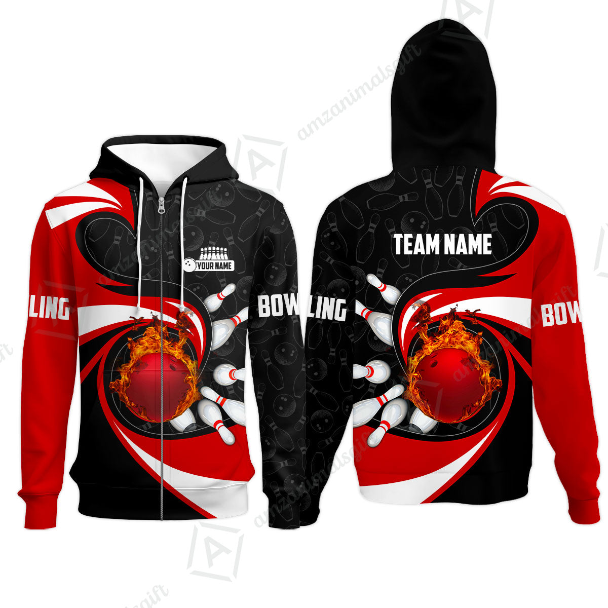 Customized Bowling Jersey Shirt, Bowling Ball And Pins Vortex Pattern Multicolor Customized Name And Team Name For Bowling Team