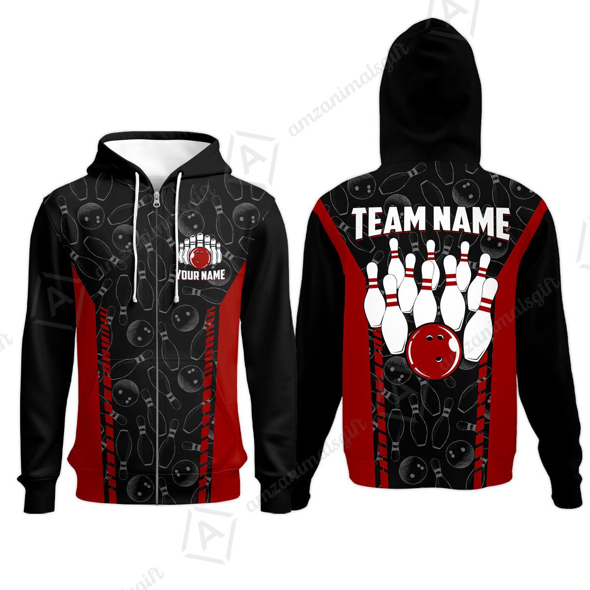 Custom Bowling Unisex Polo Shirts, Bowling Team Jersey Pattern, Bowling uniforms Ball & Pins Multicolor Options