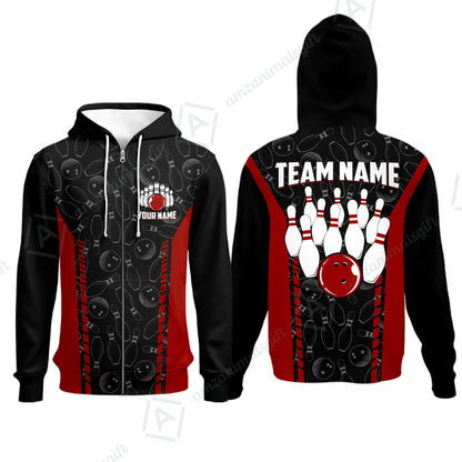 Custom Bowling Unisex Polo Shirts, Bowling Team Jersey Pattern, Bowling uniforms Ball & Pins Multicolor Options