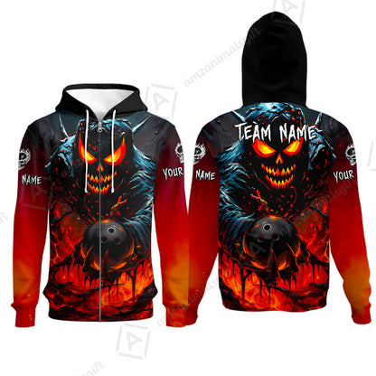 Custom Bowling Jersey Polo Shirt, Hellfire Strike, Custom Bowling Jersey Team Shirt For Players With Name & Team Name
