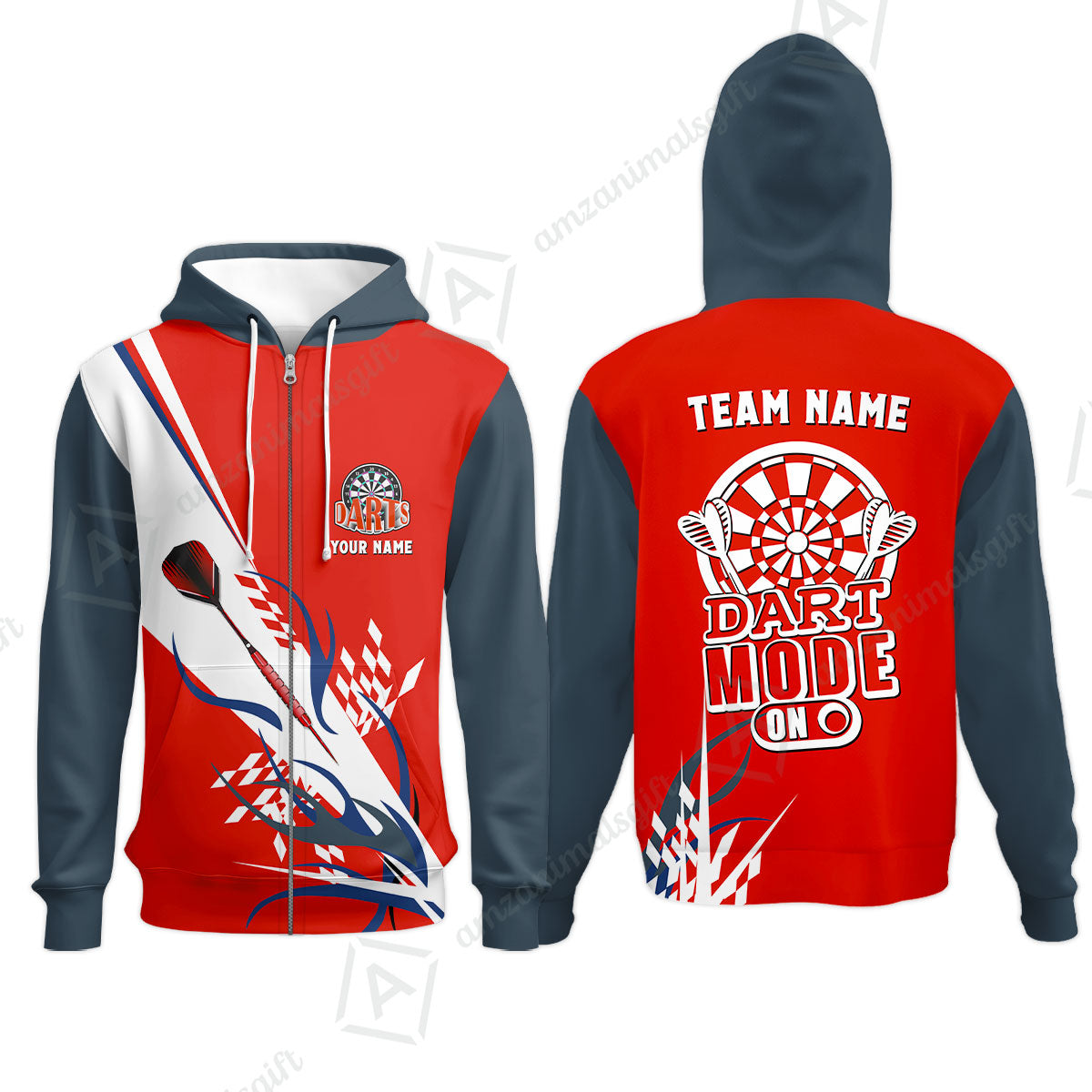 Custom Darts Mode On Multi-Color Team Jersey Polo Quarter-Zip Shirts, Customized Name Team Name Darts Team Jerseys Uniform