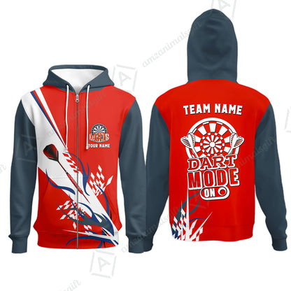 Custom Darts Mode On Multi-Color Team Jersey Polo Quarter-Zip Shirts, Customized Name Team Name Darts Team Jerseys Uniform
