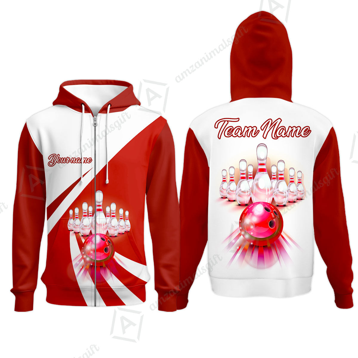 Bowling Customized Jersey White Red Shirt Rolling Bowling Tenpin Quarter Zip Shirt, Outfit For Bowlers, Bowling Team