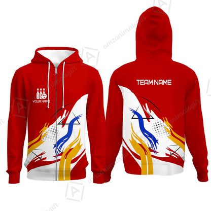 Customize Name, Team Name Bowling Jersey, Bowling Team Jersey Multicolor Polo Quarter-Zip Shirts, Custom Bowling Uniforms Jerseys
