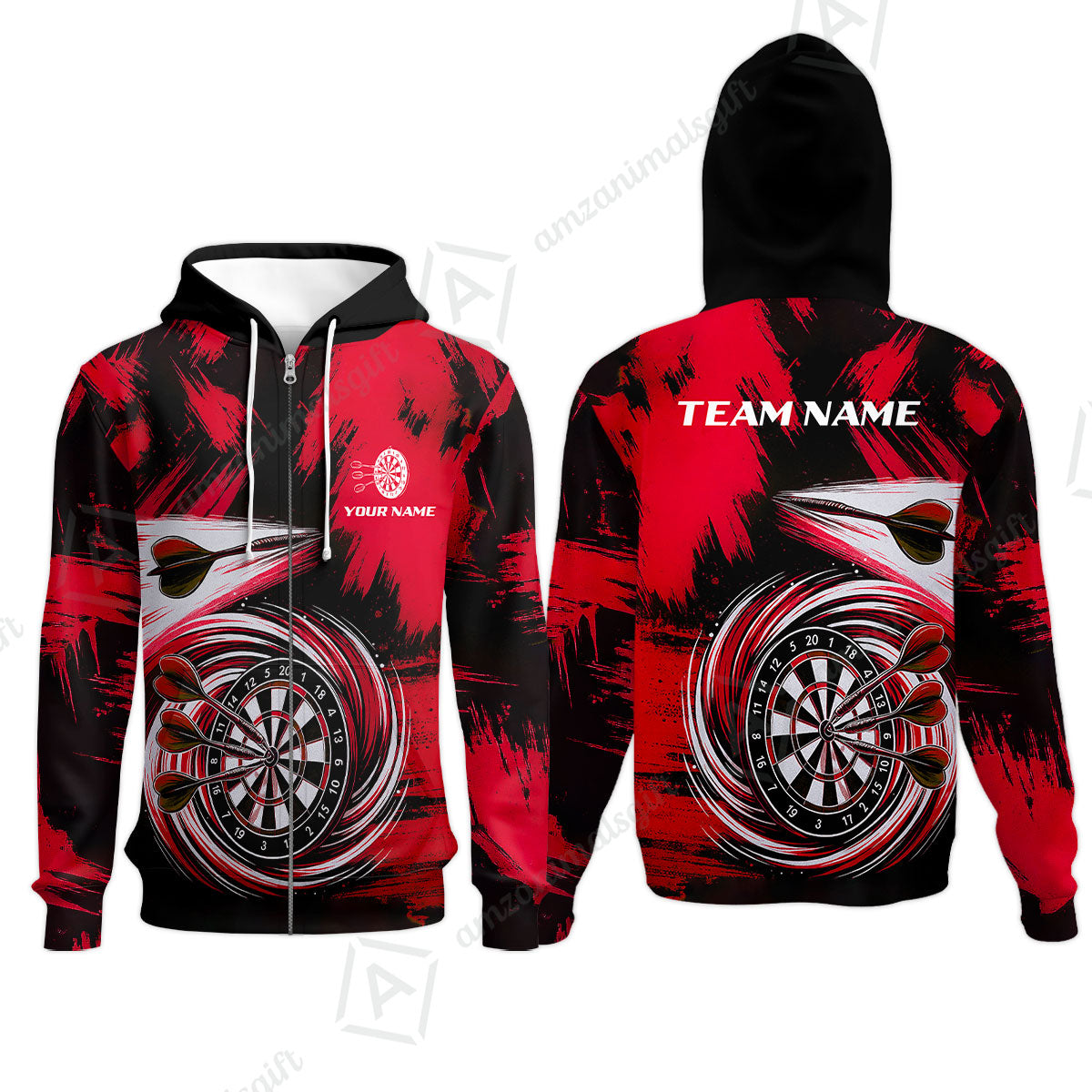 Customized Darts Zip Hoodie, Darts Colorful Wave Custom Name Team Name Zip Hoodie For Darts Player
