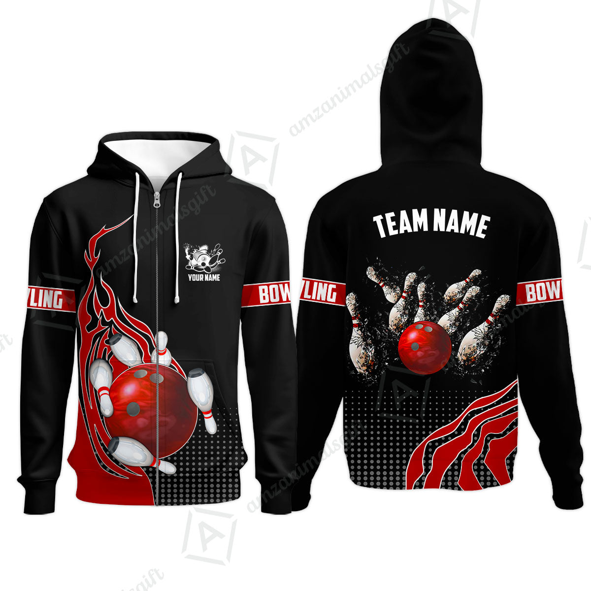 Customized Bowling Unisex Polo Shirt, Bowling And Breaking Pins Multicolor Option Customized Name And Team Name Polo Jerseys Shirts