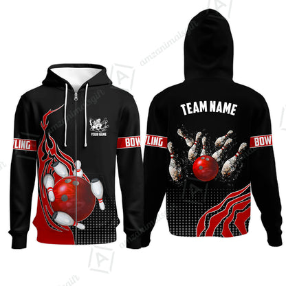 Customized Bowling Unisex Polo Shirt, Bowling And Breaking Pins Multicolor Option Customized Name And Team Name Polo Jerseys Shirts