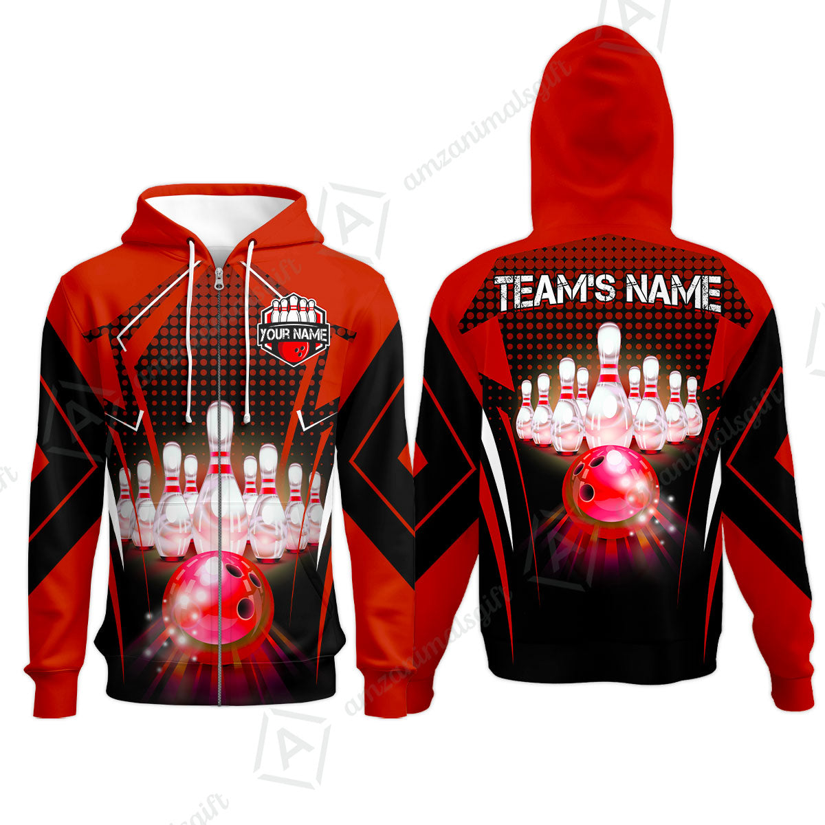 Custom Bowling Team Jerseys Polo Shirts, Bowling uniforms Ball & Pins Multicolor Jersey For Tournament Team Men Women Bowlers