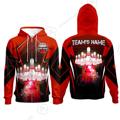 Custom Bowling Team Jerseys Polo Shirts, Bowling uniforms Ball & Pins Multicolor Jersey For Tournament Team Men Women Bowlers