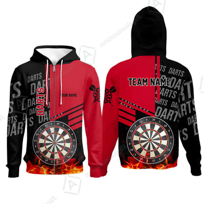 Custom Fire Darts Men Polo Team Shirts, Custom Darts League Team Jersey Polo , Custom Darts Team Jerseys Uniform