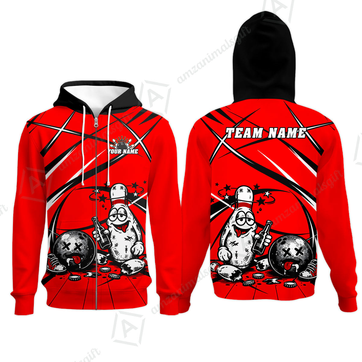 Custom Bowling Jersey Polo Shirt, Drunk Bowling Pin And Ball, Custom Bowling Jersey Team Shirt For Players With Name & Team Name