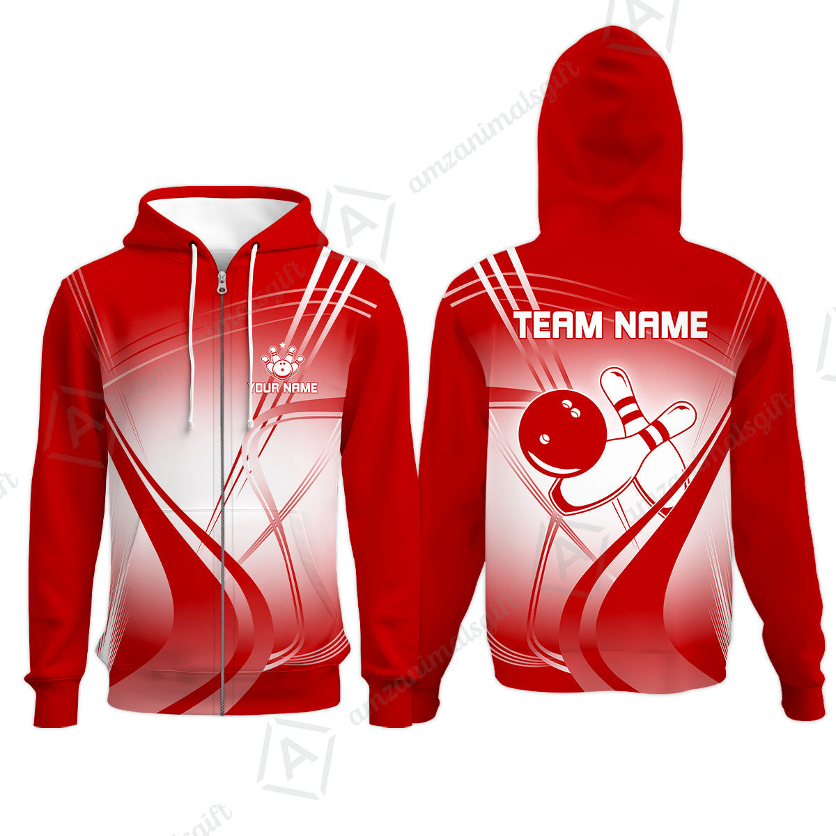 Customized Bowling Zip Hoodie, Custom Bowling Uniform Zip Hoodie, Multicolor Team Style Jersey for Bowlers
