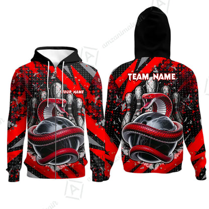 Custom Bowling Team Shirt, Bowling with King Cobra Multicolor, Bowling uniforms, King Cobra Bowling Shirt Personalized Name And Team Name