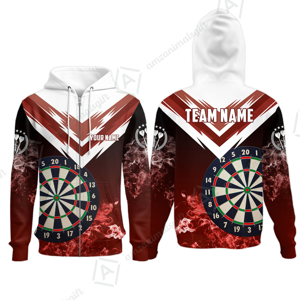 Custom Smoke Multi-Color Darts Quarter-Zip Team Shirts, Customized Name Team Name Darts Team Jerseys Uniform