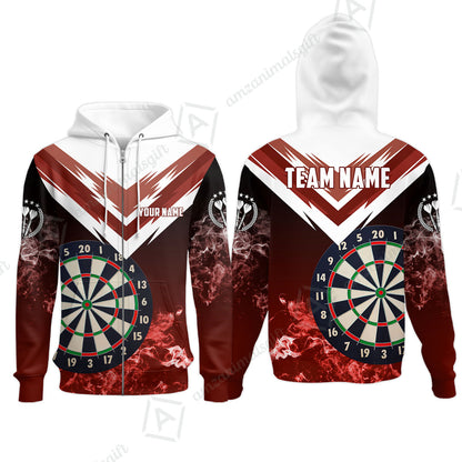 Custom Smoke Multi-Color Darts Quarter-Zip Team Shirts, Customized Name Team Name Darts Team Jerseys Uniform