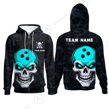 Custom Bowling Team Uniform Jersey Skull Bowling Shirt with Gothic Style, Bowling uniforms, Personalized Name And Team Name
