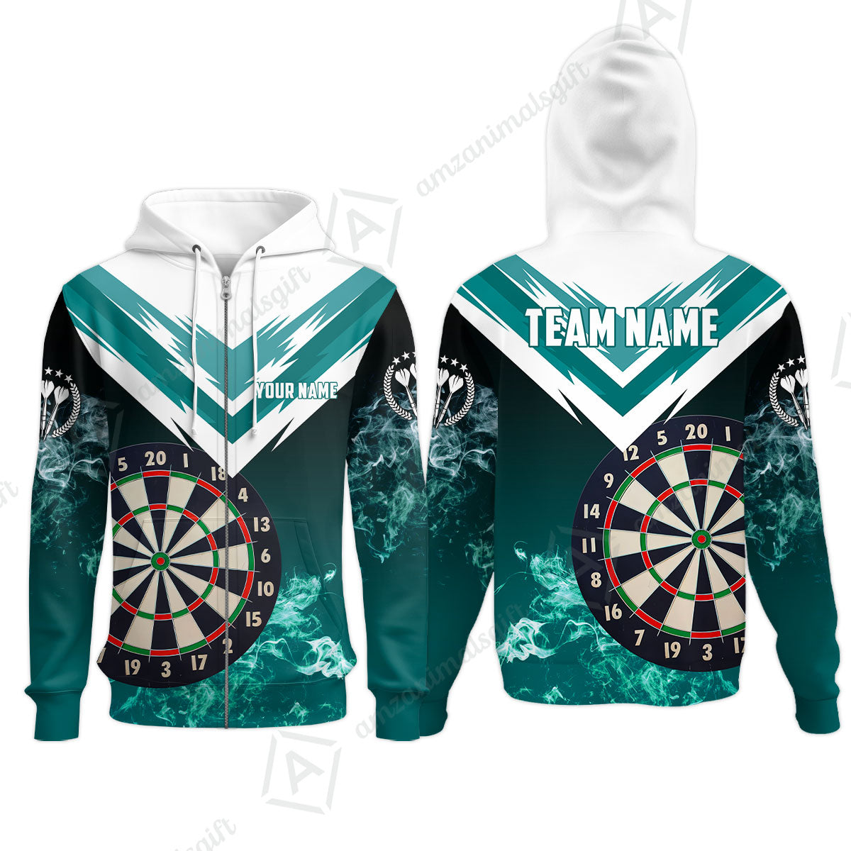 Custom Smoke Multi-Color Darts Quarter-Zip Team Shirts, Customized Name Team Name Darts Team Jerseys Uniform