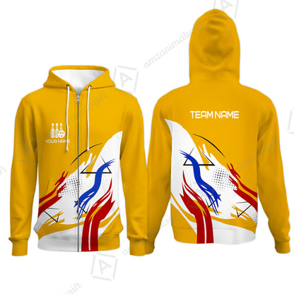 Customize Name, Team Name Bowling Jersey, Bowling Team Jersey Multicolor Polo Quarter-Zip Shirts, Custom Bowling Uniforms Jerseys